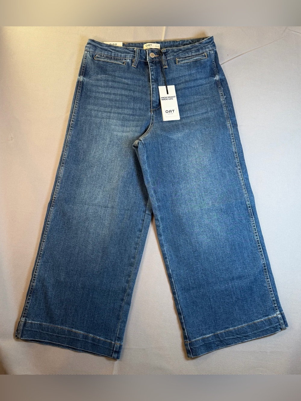 Oat New York Women’s sz10/30 High-Rise Wide Leg Cropped Jeans in Medium Blue